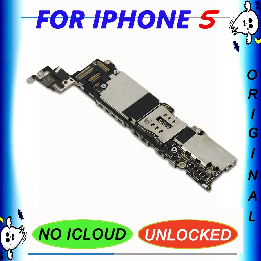 Разблокированная оригинальная материнская плата для iPhone 5, 16 ГБ, 32 ГБ, 64 ГБ, материнская плата с системой IOS, основная материнская плата iCloud, разблокировка
