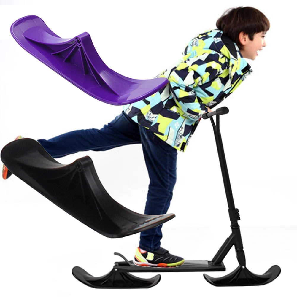 

2pcs Durable Universal 2 In 1 Ski Board Direct Fit Outdoor Sports Winter Sled Scooter Parts With Attachment Black Practical