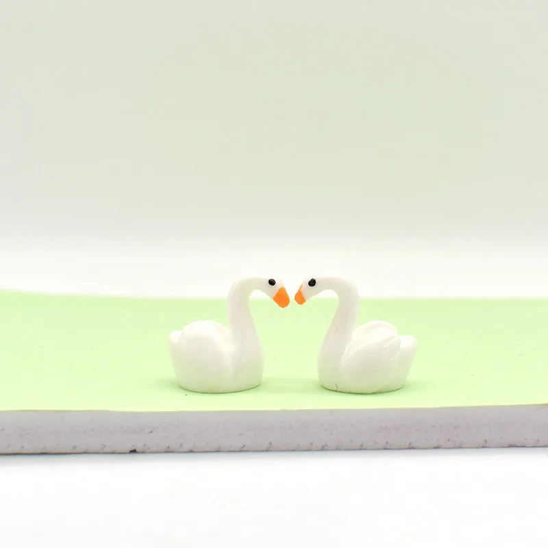 Миниатюрная фигурка лебедя из смолы миниатюрное украшение для сада сделай сам