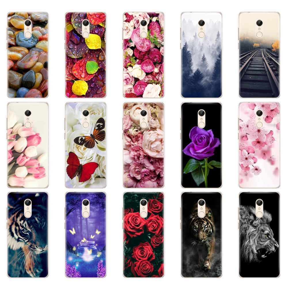 Silicone Case For xiaomi Redmi 5 Plus 5.99 Inch Case For xiaomi Redmi 5 5.7 inch Cover hongmi 5 Plus Phone Cases clear flower