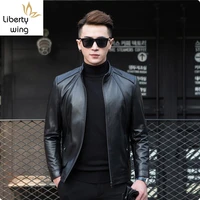 new arrival autumn mens casual sheepskin genuine leather jackets fashion coat for male motorcycle blouson cuir homme