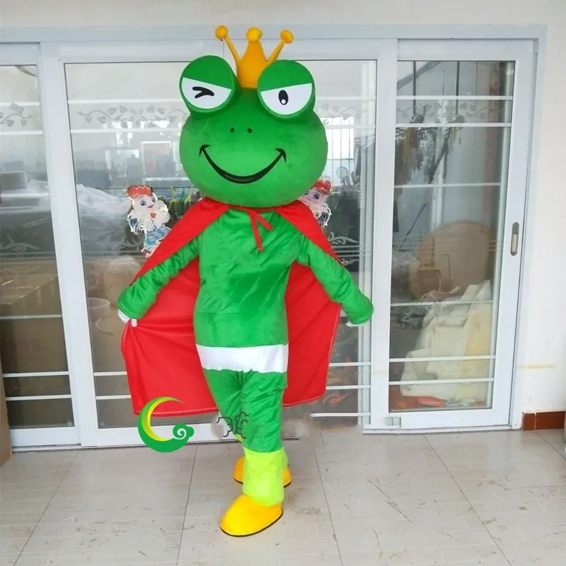 

New Design Frog Prince Mascot Costume with Cloak Cartoon Character Feature Cosplay Costumes for Halloween Purim Fancy Dress