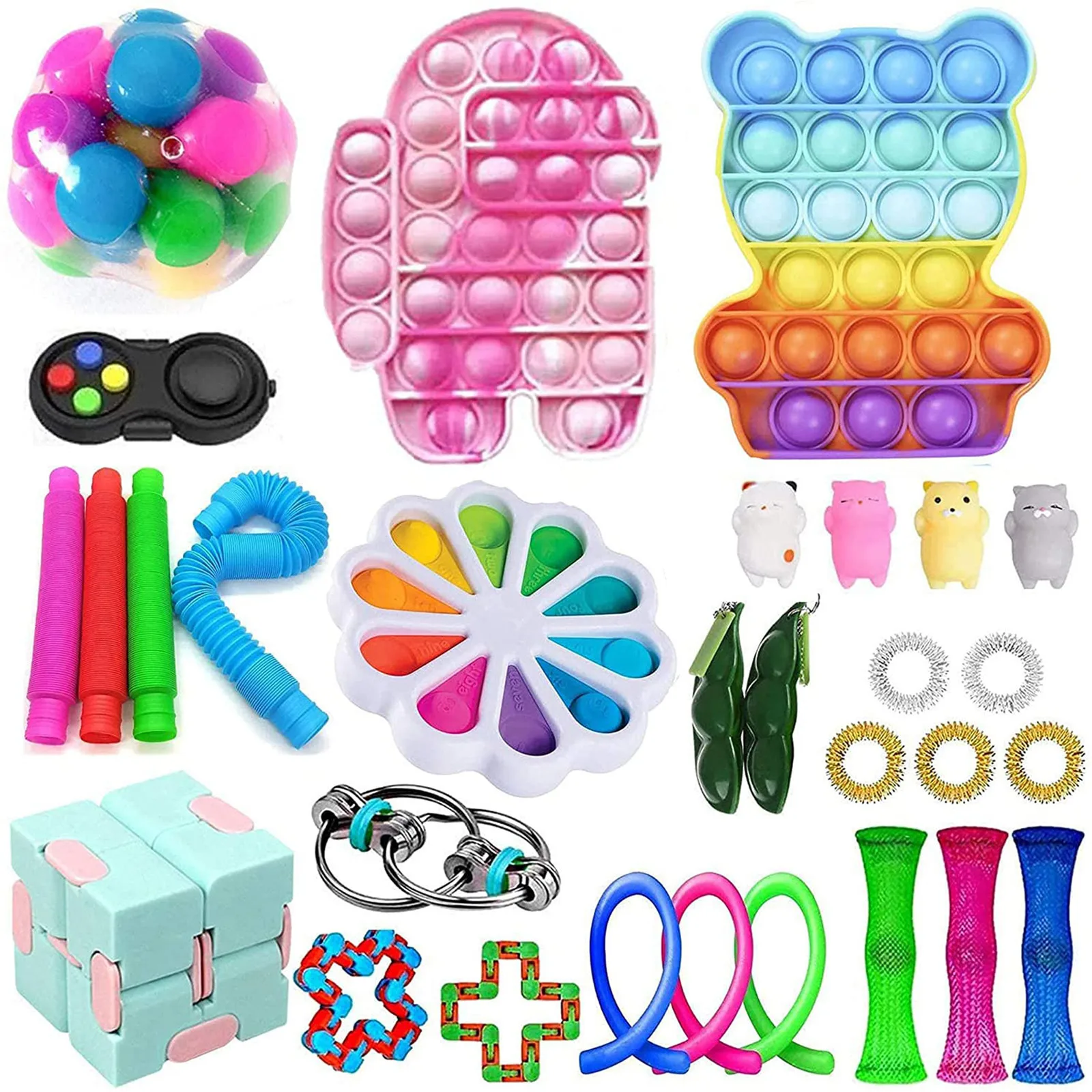

1 Набор коробок Fidget Toys антистресс Пупс Bubble Fidget упаковка игрушек для детей и взрослых сенсорный Popete игровой набор игрушка для снятия стресса