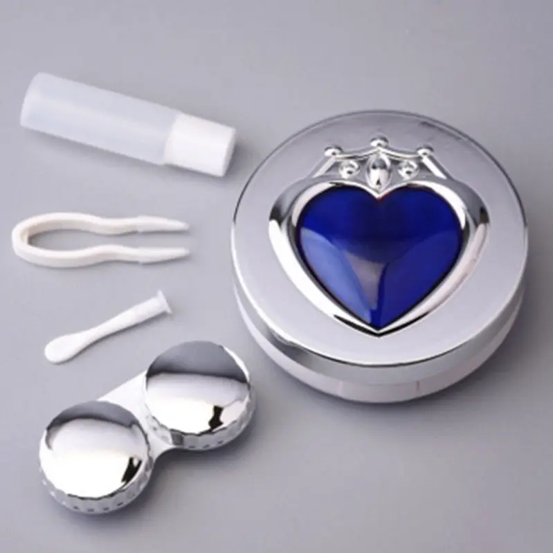 BLUE-Silver Аниме Сейлор Мун Косплей сердце круг контактные линзы коробка очки для путешествия объектив Чехол Держатель Косплей коллекция Женский Рождественский подарок - Цвет: BLUE-Silver