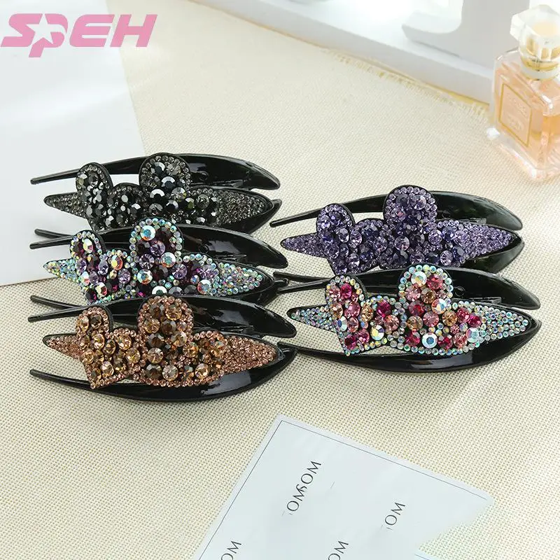 

custom fashion Rhinestone women's hairpin exquisite love Austrian ing pressure clip manufacturer wholesale hair