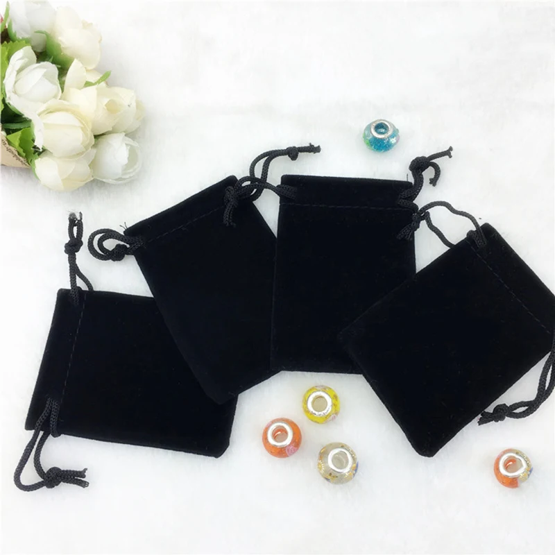 100 шт Черная фланелевая Ювелирные наборы для ухода за кожей подарочные пакеты на