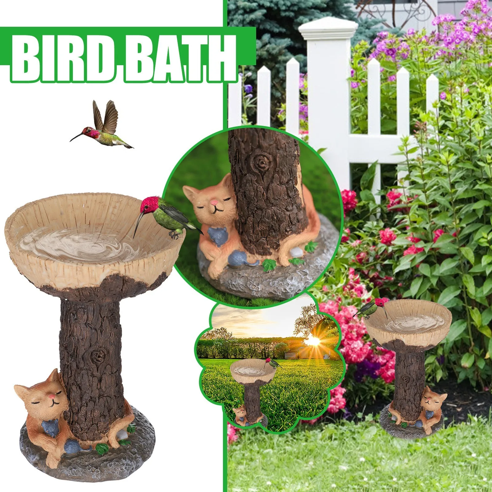 

Resin Cat Birdbath Polyresin Antique Garden Bird Bath Home Garden Yard Outdoor Statues Ornaments Resin Art For Home Ornaments