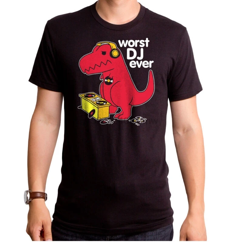 Sad Tyrannosaurus T Rex динозавр худший DJ ever can't Mix короткий рукав Футболка Топ - купить по