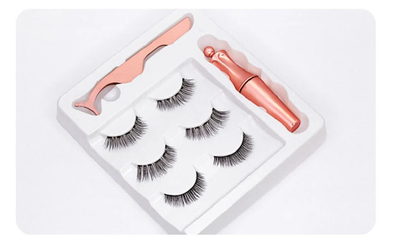 Магнитная жидкая подводка для глаз и 3 пары магнитных накладных ресниц пинцет