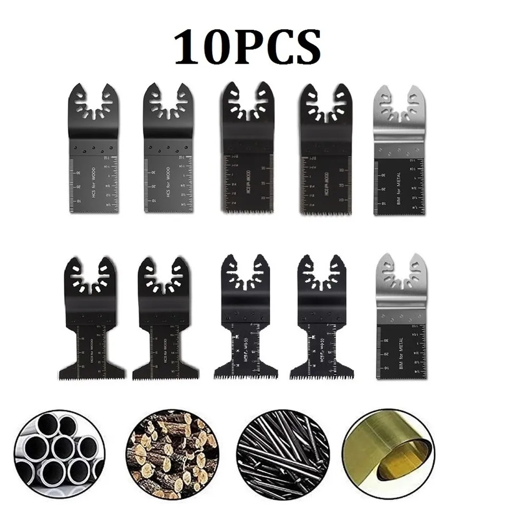 

10Pcs Metal Cutting Oscillating Multi Tool Saw Blades Quick Release Multitool For Flat Cuts Switches Sockets Hardwood .Floor .