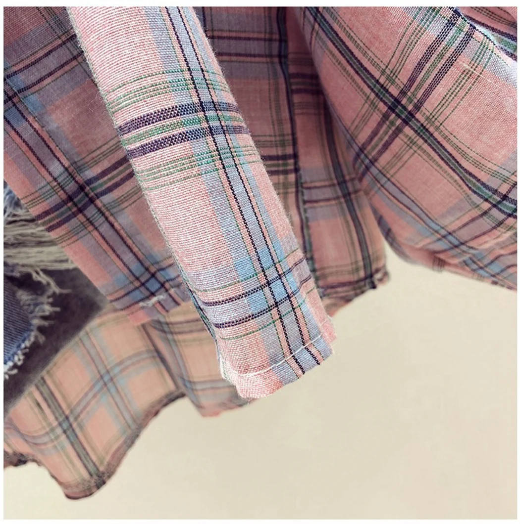 Мода 2019 Корейская верхняя одежда в стиле преппи свободное женская рубашка клетку