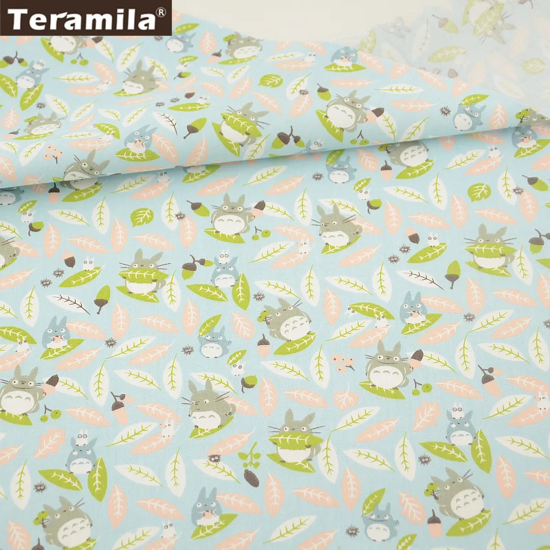 2016 Sky Blue 100% Cotton Fabric Twill Fat Quarter Orange and White Leaves Designs Home Textile Material Bed Sheet Patchwork|fat quarters|100% cotton