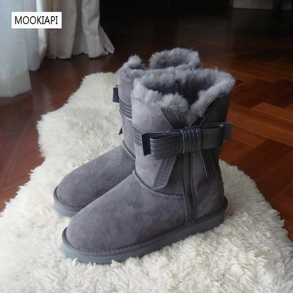 Новая Австралийская овчина и женские зимние ботинки на меху 2019 г. 100% Женская