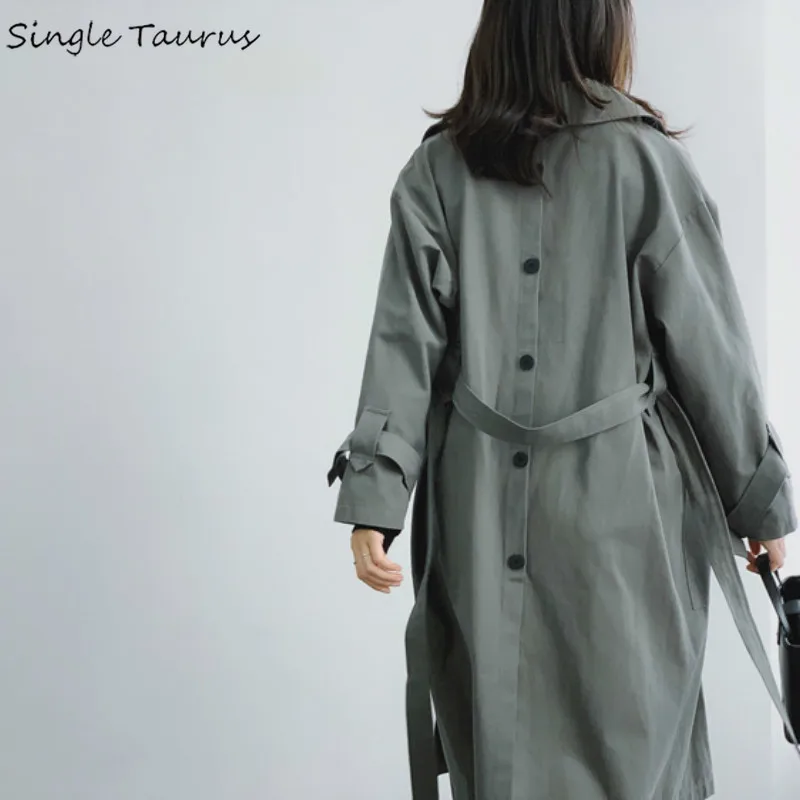 Корейское пальто для женщин с регулируемой талией на спине однобортное