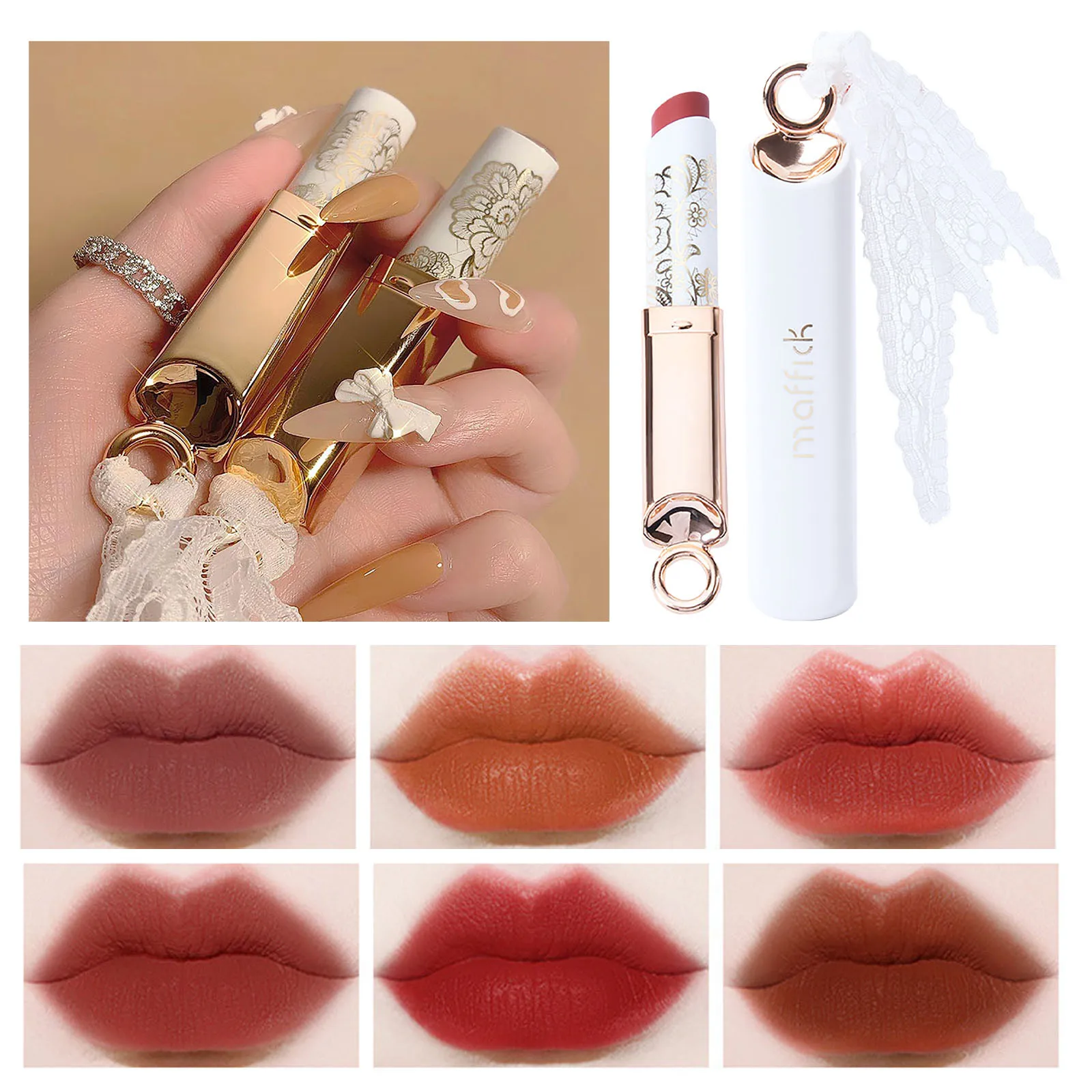 6 Colors Matte Lipstick Tubes Waterproof Long Lasting Sexy Purple Pigments Makeup Never Fade Away Lips |