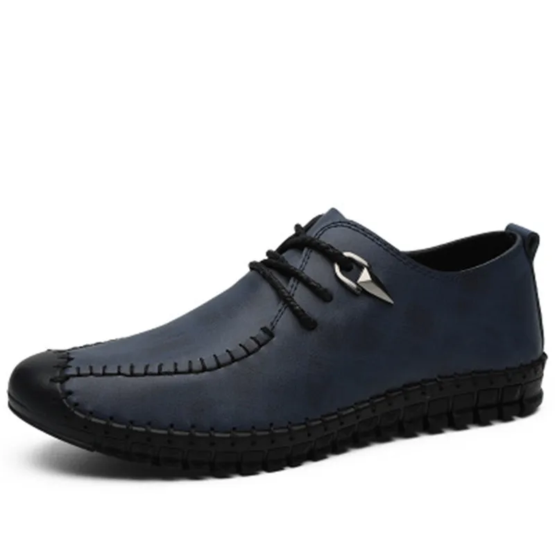 

Big Size 38-48 Spring Autumn Genuine Leather Men's Shoes Classic Suture Lace-up Male Casual Shoes Non-slip Comfortable Moccasins