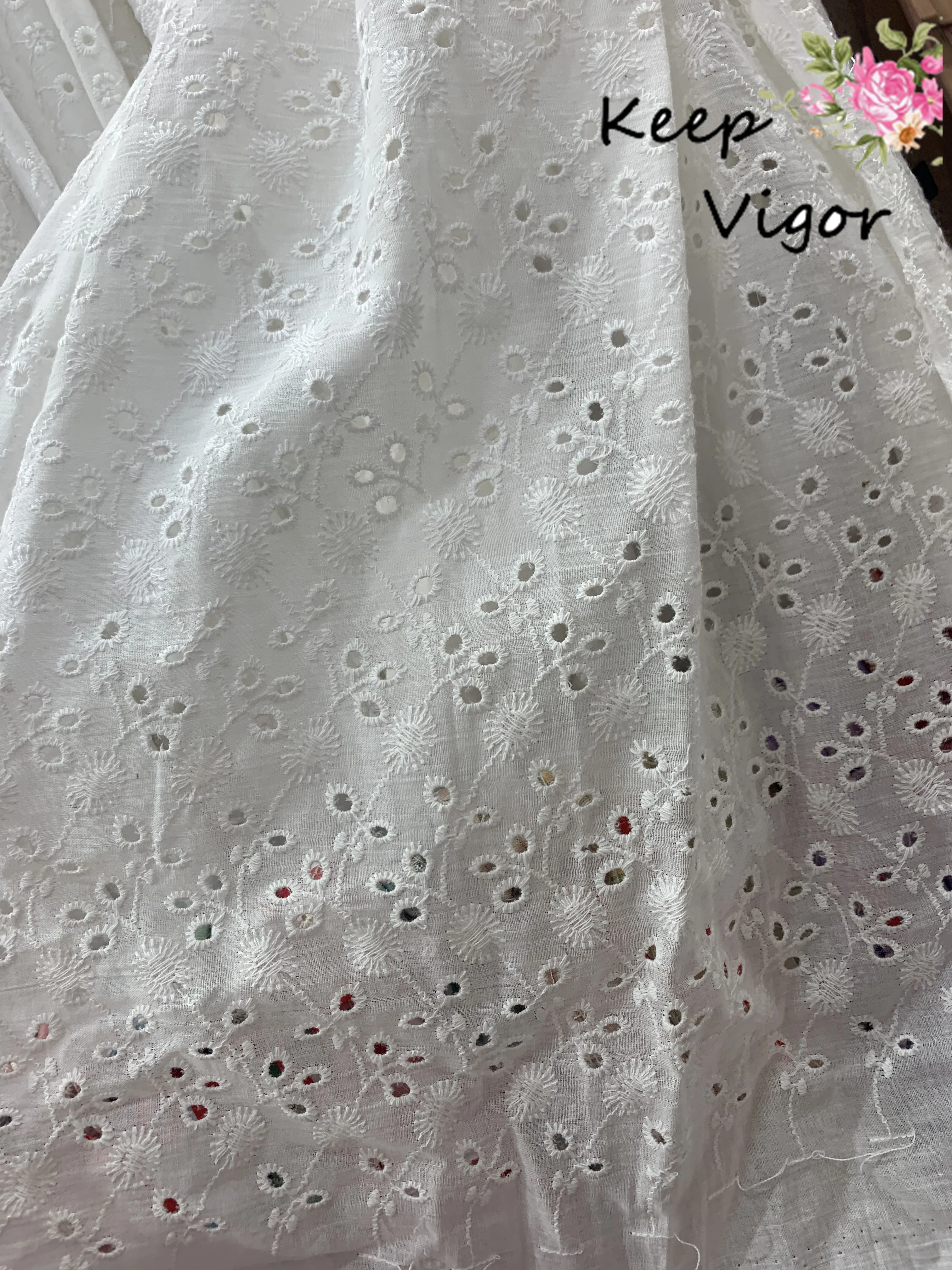 

(1 ярд) 100% хлопок, чистые белые цветы, кружевная вышивка, ткань, деликатное шитье, «сделай сам», кружево для свадебной вечеринки