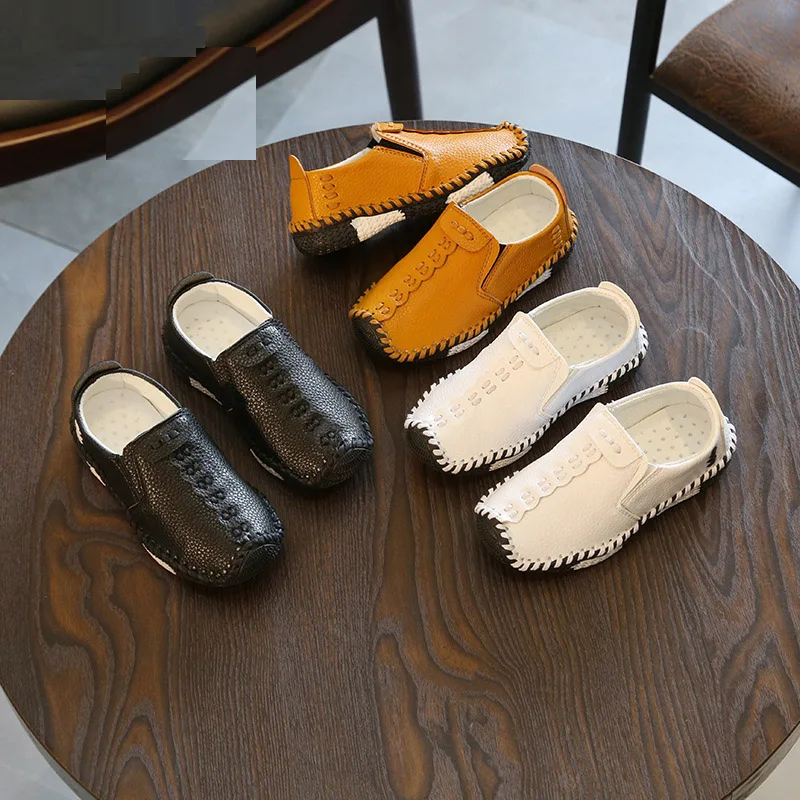 Детские кожаные туфли с цветами для мальчиков белые черные желтые вечерние школы