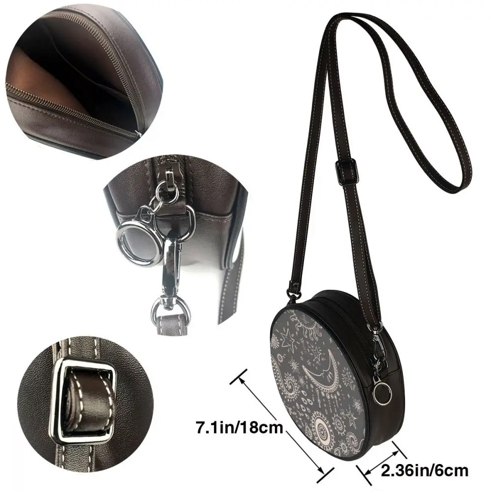 

OLN Vintage Moon Sun Star Sunflower Bag Round Shoulder Bag Small Women Fashion Summer Messenger Crossbody Bags