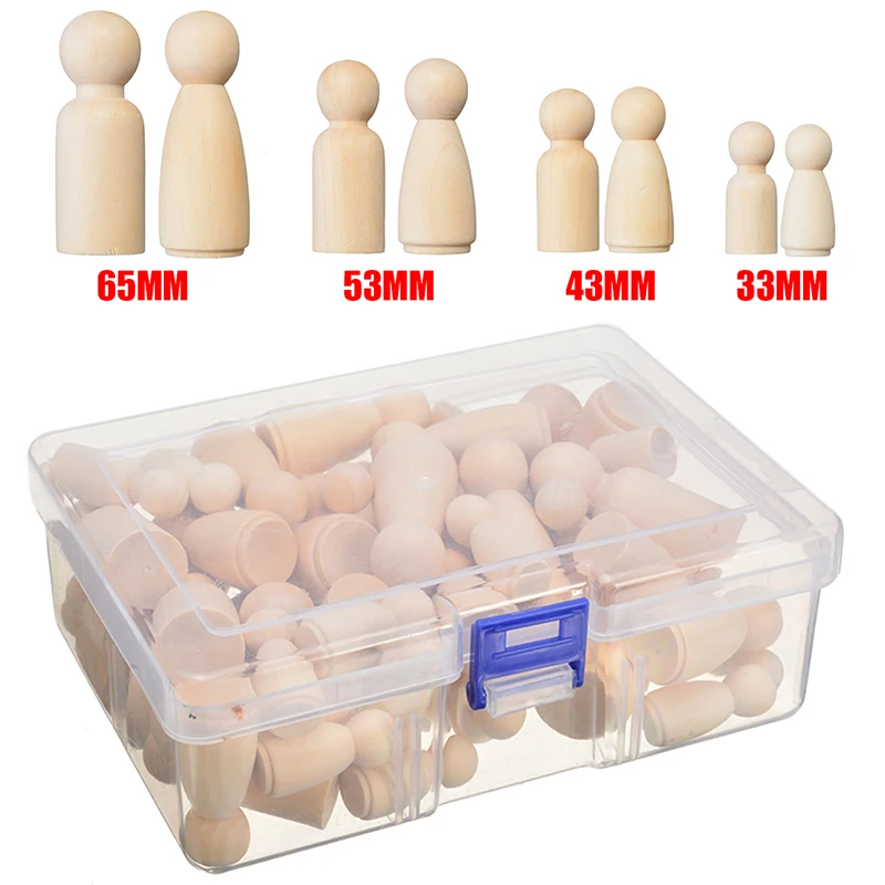 Деревянные колышки с незавершенными фигурками 50 шт. для кукол 35 мм/43 мм/55 мм/65 мм