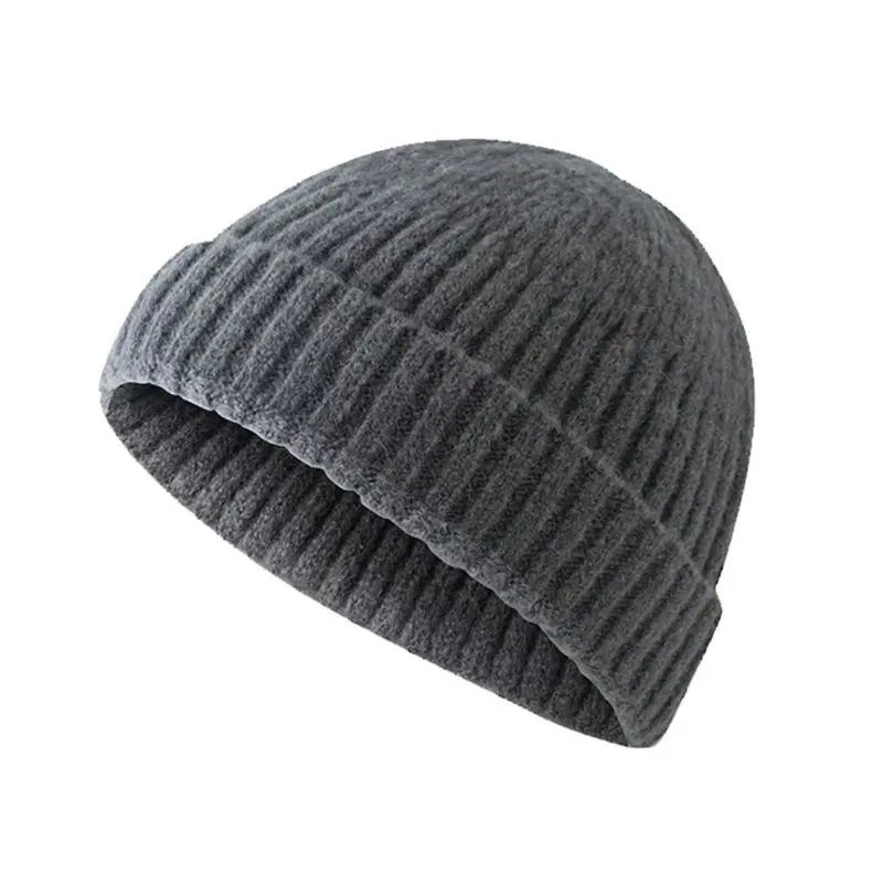 Unisex Men Women Rollup Trim Warm Ribbed Knitted Skull Cap Brimless Elastic Casual Beanie Melon Hat Turn Ski Fisherman | Аксессуары для