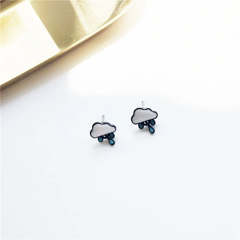 Модные популярные маленькие милые серьги гвоздики с изображением чистого и