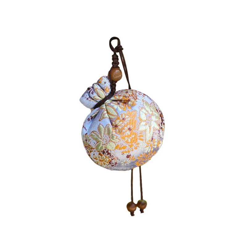 Mini Sachet Brocade Spherical Empty Bag Antique Hanfu Accessories Carry-on Pendant Fashion Retro Floral Temperament Sachets New images - 6