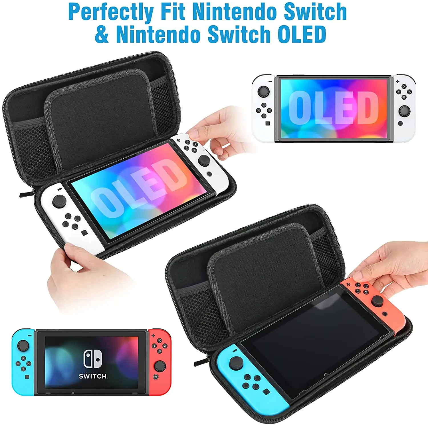 Чехол для переноски HEYSTOP совместимый с Nintendo Switch OLED и Жесткий портативный чехол