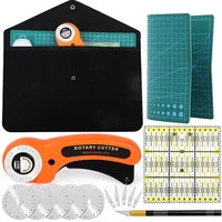 lmdz 15pcs rotary cutter tool kit 45mm rotary cutter cutting mat patchwork ruler carving knife storage bag for sewing quilting
