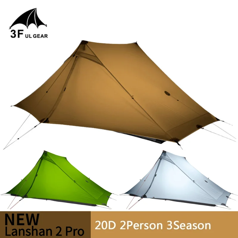 

3F UL GEAR LanShan 2 pro 2 Person Outdoor Ultralight Camping Tent 3 Season Professional 20D Nylon Both Sides Silicon Tent