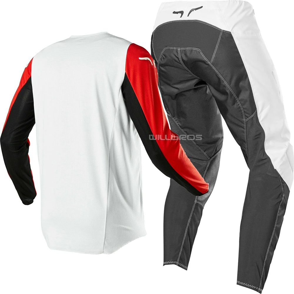 New DELICATE FOX 180 Prix Grey Jersey Pant Gear Combo for ATV DH MX Off-Road Scooter Dirt Bike Motocross Motorcycle