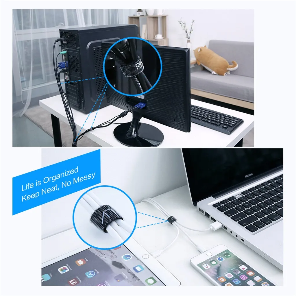 

1/3/5m Velcro Cable Organizer Mciro Usb Typec Cabo Wire Winder Earphone Cord Charger Cable Protector Holder Raxfly Magic Tape