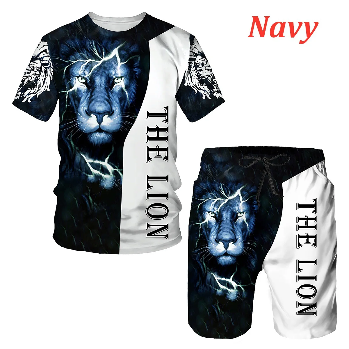 

Мужская одежда Новинка 2021 футболка с 3D Цифровым принтом льва тигра шорты мужской костюм