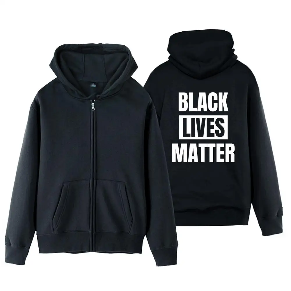 

Black Lives Matter Letters Print Man Boy Coat Full Zip Hoodie Fleece Hooded Jacket Autumn Winter Couple Clothes ZIIART