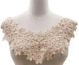 Light brown Горячий черный белый золотой хлопок с цветочной вышивкой кружевной воротник тканевый шитье аппликация «сделай сам» гипюровая Лента кружевная нашивка Свадебный декор - Цвет: Light brown