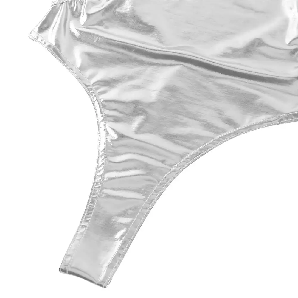 Женский Блестящий купальник из кожи Цельный для гимнастики без рукавов