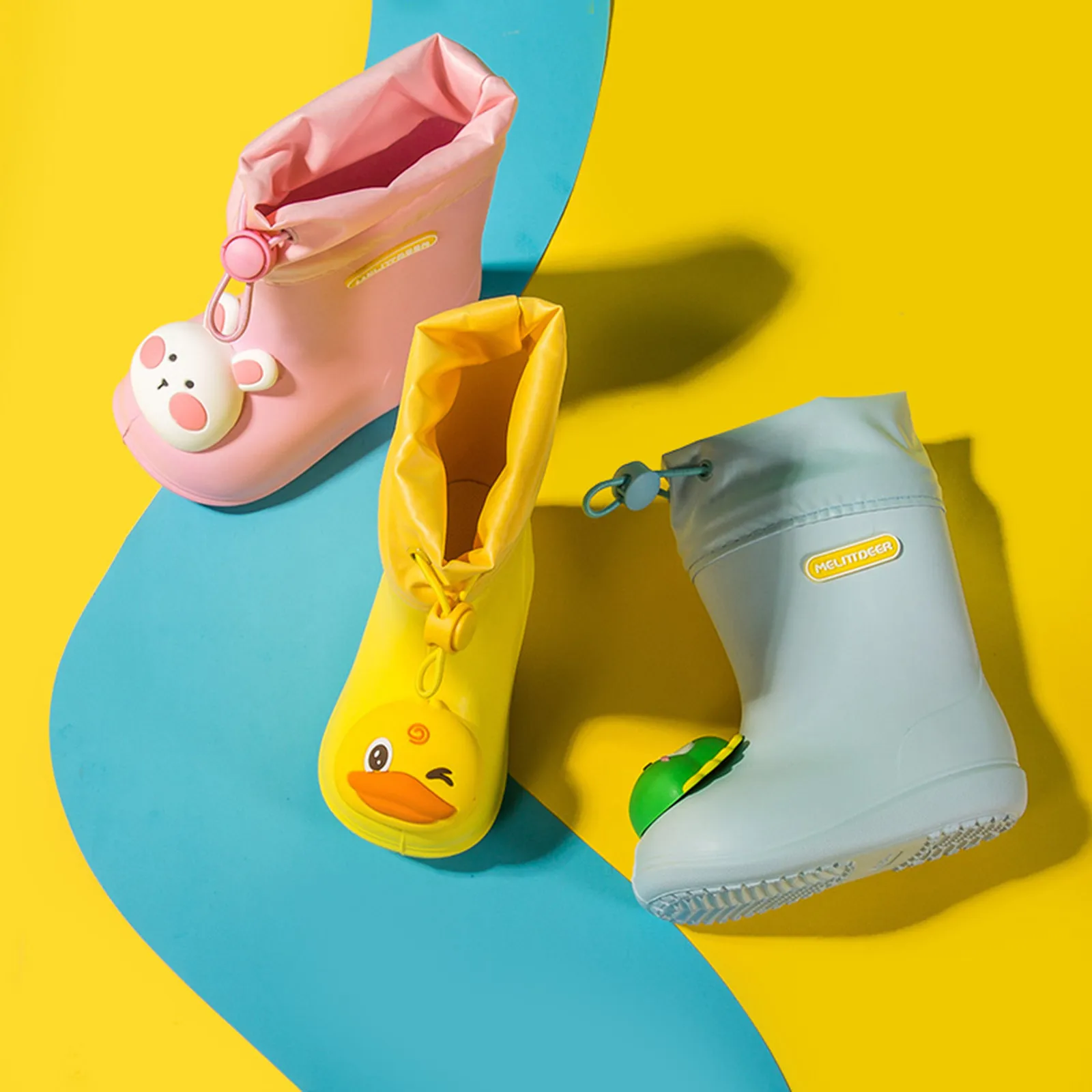 Резиновые непромокаемые сапоги для мальчиков и девочек с мультяшным животным из