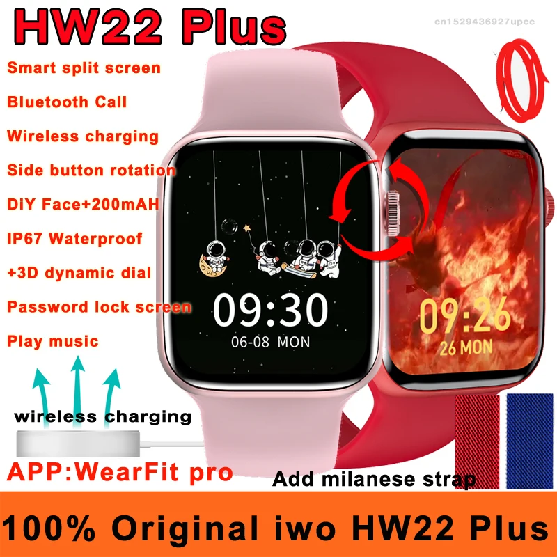 

Original iwo HW22 Plus Smart Watch 44MM Series 6 Wireless Charger Bluetooth Call 3D Dynamic IP67 Waterproof Password Smartwatch