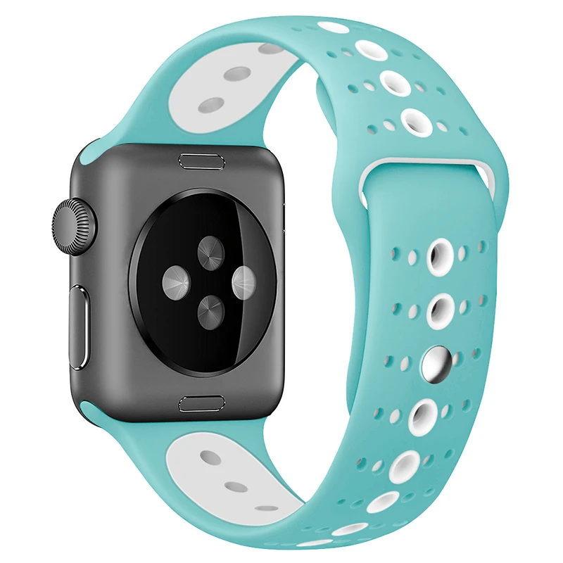 Дышащий силиконовый спортивный ремешок для Apple Watch 5 4 3 2 1 42 мм 38 мм резиновый ремешок для Iwatch 5 4 3 40 мм 44 мм