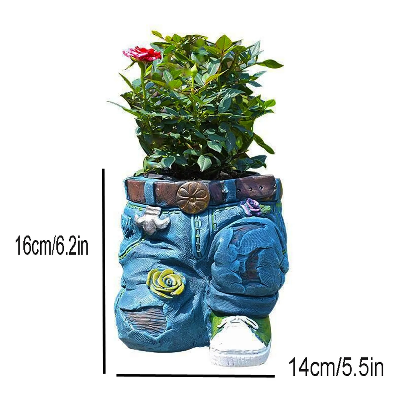 

Resin Ornaments Denim Pants Creative Flower Pot Decoration Crafts Retro Garden For Garden Resin Decoration Ornament Accessories