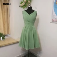 myyble 2020 bridesmaid dresses plus size chiffon sage dress for wedding party short formal dress