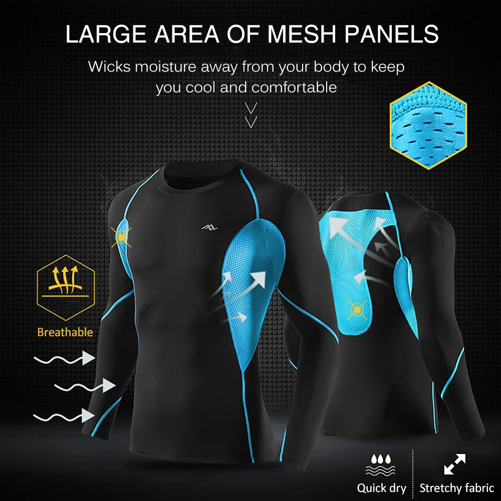 

Men Workout Clothes Set Running Sports Suits Quick Dry Long Sleeve Compression Shirt and Pants Set Fitness Running Suits