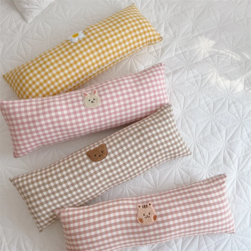 

Cotton Embroidered Baby Bedding Nursery Cot Infant Bed Long Pillow Sofa Bay Window Surround Bumper Removable Washable Cushion