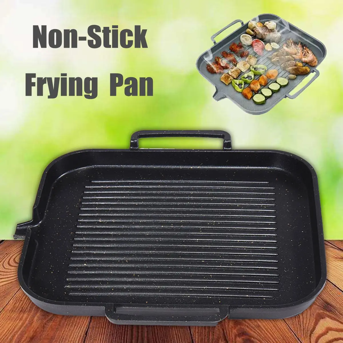 

New Non-Stick Steak Frying Pan Cast Aluminum Alloy Steak Grill Pans Kitchen Fry Cooking Steak BBQ Pan For Induction Gas Cooker