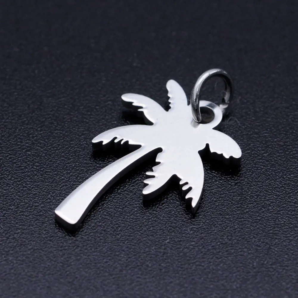 

5pcs/lot 316L Stainless Steel Palm Tree DIY Charm Pendant Wholesale Pendants for Necklaces OEM Order Accepted