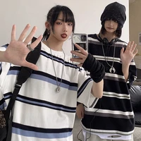 korean aesthetic stripe graphic short sleeve t shirtwomen sweater high street gothic clothes emo y2k urban women 2021tops tee
