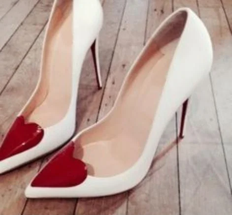 Пикантные туфли на высоком каблуке 8 10 12 см с красным сердцем свадебные шпильке