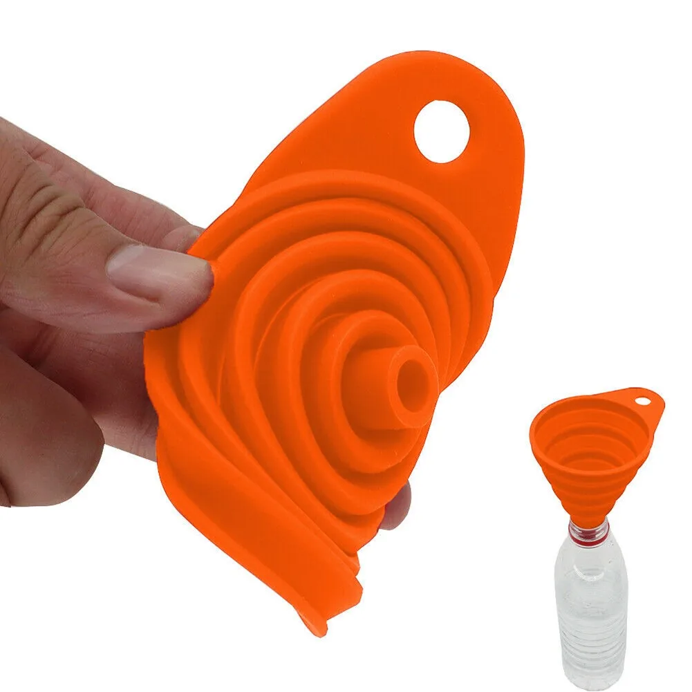 

Petrol Car Funnel Red Folding Funnel Gasoline Silicone Folding Funnel Auto Funnel Change Fill Collapsible Car Easy To Clean