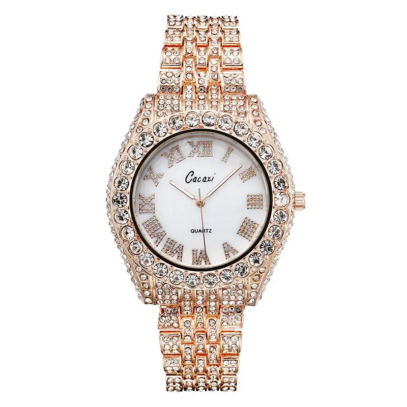 

New Fashion Leisure Women's Full Diamond Bracelet Watch Calendar Quartz Watch Stainless Steel Women's Watch Japanese Movement