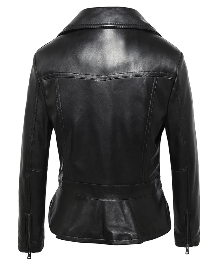 New 2022 Women's Genuine Sheepskin Lambskin Natural Leather Motor Coat & Jacket for Female Lady Spring Autumn Clothing XXXXL 4XL